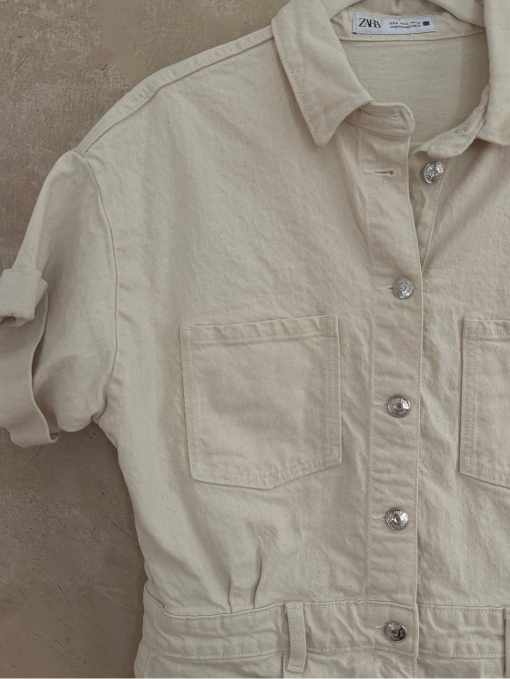 ZARA Cream Button-Front romper